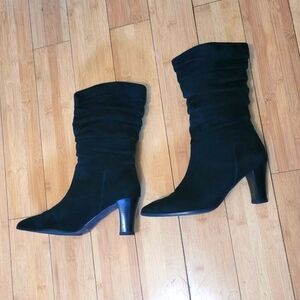 Worthington Black Mid Calf Suede Leather Boots sz 9M